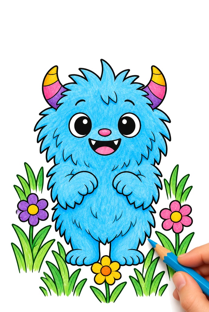 Half Drawn: Cute Monsters, a Finish-the-Drawing Activity Book for Kids, cover art